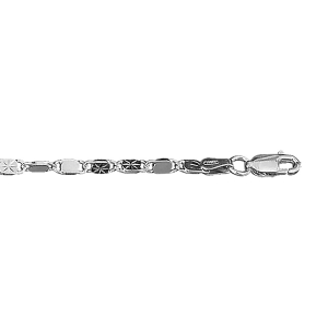 BRACELET PETIT MODELE PLAQUETTES AVEC MOTIF ETOILES ARGENT 18 CM