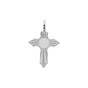 PENDENTIF ARGENT RHODIE CROIX  PERLÉE A GRAVER