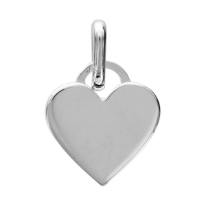 PENDENTIF COEUR A PLAT ARGENT RHODIÉ