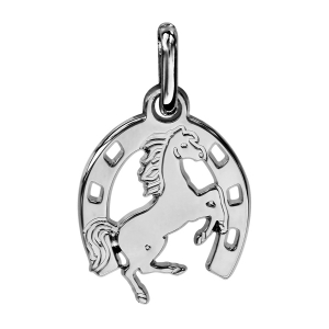 PENDENTIF FER A CHEVAL AVEC CHEVAL CABRE ARGENT RHODIÉ