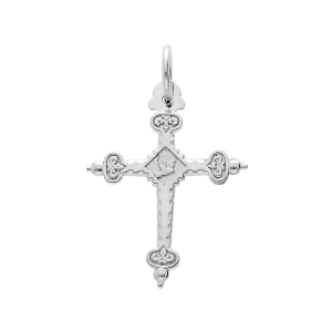PENDENTIF ARGENT PLATINÉ CROIX DE SAVOIE MOYEN MODELE 32 mm x 25 mm