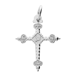 PENDENTIF ARGENT PLATINÉ CROIX DE SAVOIE GRAND MODELE dim 42 mm x 34 mm