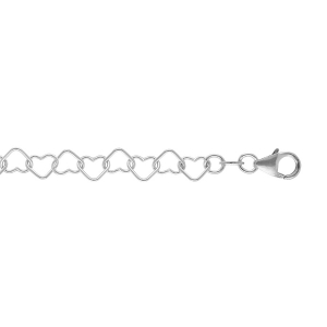 BRACELET ARGENT MAILLE FORME COEUR 5MM 18CM ARGENT