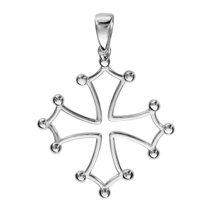 PENDENTIF GRANDE CROIX ARGENT RHODIÉ OCCITANE
