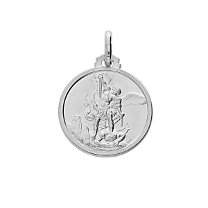 MEDAILLE ARGENT RHODIÉ ST MICHEL 18MM