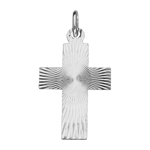 PENDENTIF CROIX 25 mm x 17 mm ARGENT RHODIÉ DIAMANTÉ