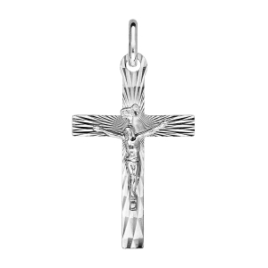 PENDENTIF CROIX ARGENT RHODIÉ DIAMANTÉ 34MM x 20 MM