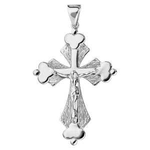 PENDENTIF ARGENT RHODIÉ CROIX JESUS