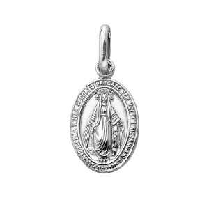 PENDENTIF ARGENT RHODIÉ OVALE MIRACULEUSE RECTO VERSO