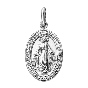 PENDENTIF ARGENT RHODIÉ OVALE MIRACULEUSE RECTO VERSO GRAND MODELE