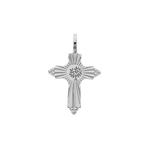 PENDENTIF ARGENT RHODIÉ CROIX  PERLÉE ARBRE DE VIE