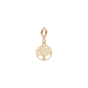 PENDENTIF CHARMS ARGENT ET DORURE JAUNE ARBRE DE VIE AVEC ANNEAU RESSORT