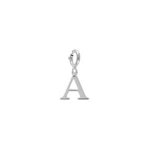 PENDENTIF CHARMS ARGENT RHODIÉ INITIALE  A  AVEC ANNEAU RESSORT