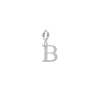 PENDENTIF CHARMS  ARGENT RHODIÉ INITIALE  B  AVEC ANNEAU RESSORT