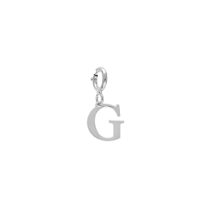 PENDENTIF CHARMS ARGENT RHODIÉ INITIALE  G  AVEC ANNEAU RESSORT