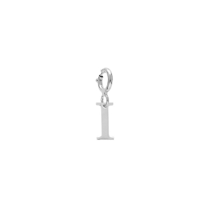 PENDENTIF CHARMS ARGENT RHODIÉ INITIALE  I  AVEC ANNEAU FRESSORT