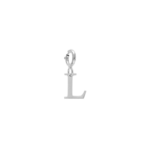 PENDENTIF CHARMS ARGENT RHODIÉ INITIALE  L  AVEC ANNEAU RESSORT
