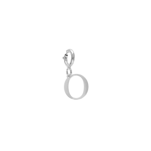 PENDENTIF CHARMS ARGENT RHODIÉ INITIALE  O  AVEC ANNEAU RESSORT