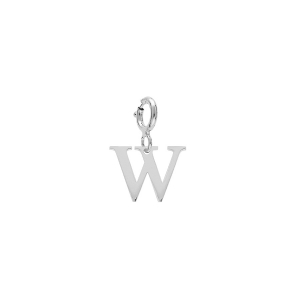 PENDENTIF CHARMS ARGENT RHODIÉ INITIALE  W  AVEC ANNEAU RESSORT