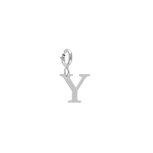 PENDENTIF CHARMS ARGENT RHODIÉ INITIALE  Y  AVEC ANNEAU RESSORT