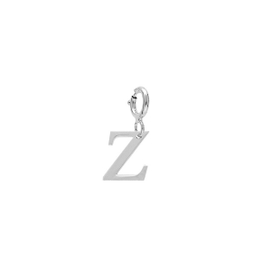 PENDENTIF CHARMS ARGENT RHODIÉ INITIALE  Z  AVEC ANNEAU RESSORT