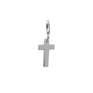 PENDENTIF ARGENT RHODIÉ CROIX AVEC ANNEAU RESSORT