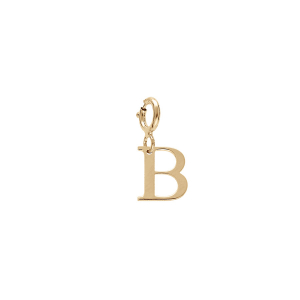 PENDENTIF CHARMS ARGENT ET DORURE JAUNE  INITIALE  B  AVEC ANNEAU RESSORT
