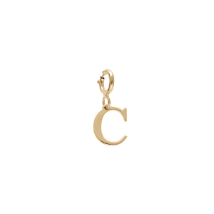 PENDENTIF CHARMS ARGENT ET DORURE JAUNE  INITIALE  C  AVEC ANNEAU RESSORT