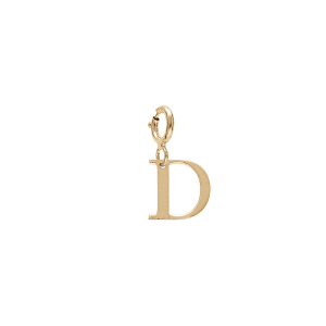 PENDENTIF CHARMS ARGENT ET DORURE JAUNE  INITIALE  D  AVEC ANNEAU RESSORT