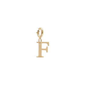 PENDENTIF CHARMS ARGENT ET DORURE JAUNE  INITIALE  F  AVEC ANNEAU RESSORT