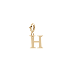 PENDENTIF CHARMS ARGENT ET DORURE JAUNE  INITIALE  H  AVEC ANNEAU RESSORT