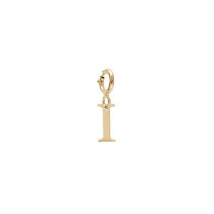 PENDENTIF CHARMS ARGENT ET DORURE JAUNE  INITIALE  I  AVEC ANNEAU RESSORT