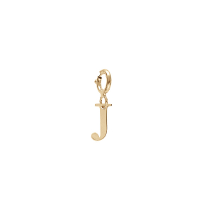 PENDENTIF CHARMS ARGENT ET DORURE JAUNE  INITIALE  J  AVEC ANNEAU RESSORT