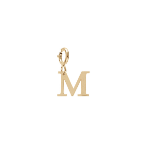PENDENTIF CHARMS ARGENT ET DORURE JAUNE  INITIALE  M  AVEC ANNEAU RESSORT