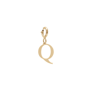PENDENTIF CHARMS ARGENT ET DORURE JAUNE  INITIALE  Q  AVEC ANNEAU RESSORT