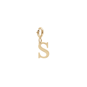 PENDENTIF CHARMS ARGENT ET DORURE JAUNE  INITIALE  S  AVEC ANNEAU RESSORT