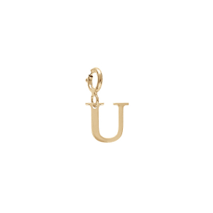 PENDENTIF CHARMS ARGENT ET DORURE JAUNE  INITIALE  U  AVEC ANNEAU RESSORT