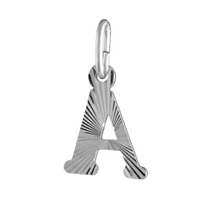 PENDENTIF ARGENT RHODIÉ INITIALE A STRIEE