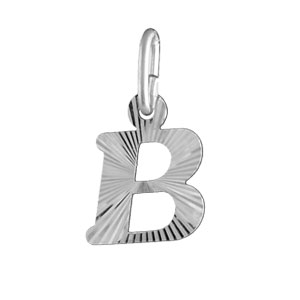 PENDENTIF ARGENT RHODIÉ INITIALE B STRIEE