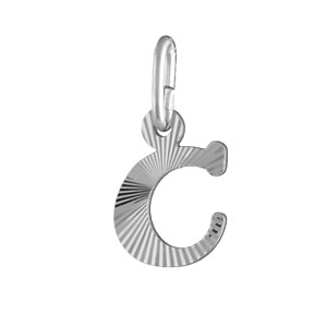PENDENTIF ARGENT RHODIÉ INITIALE C STRIEE