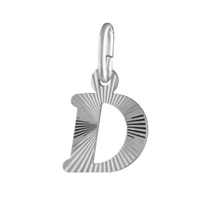 PENDENTIF ARGENT RHODIÉ INITIALE  D STRIEE
