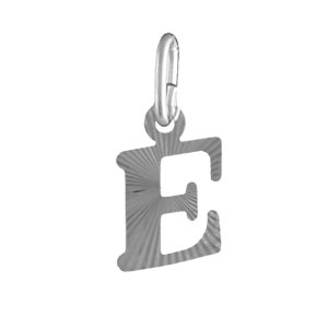 PENDENTIF ARGENT RHODIÉ INITIALE  E STRIEE