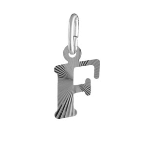 PENDENTIF ARGENT RHODIÉ INITIALE F STRIEE