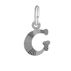 PENDENTIF ARGENT RHODIÉ INITIALE  G STRIEE
