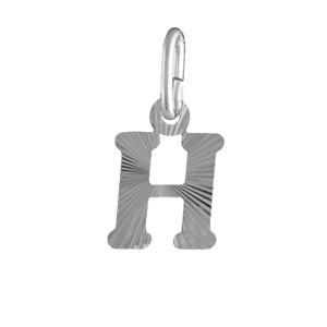 PENDENTIF ARGENT RHODIÉ INITIALE  H STRIEE