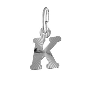PENDENTIF ARGENT RHODIÉ INITIALE  K STRIEE