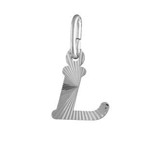 PENDENTIF ARGENT RHODIÉ INITIALE  L STRIEE