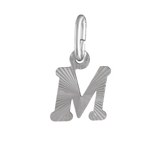 PENDENTIF ARGENT RHODIÉ INITIALE  M STRIEE