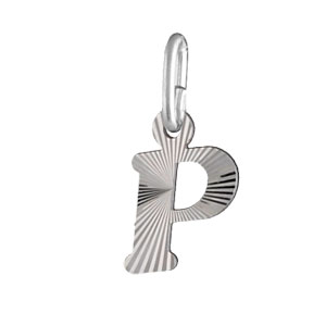 PENDENTIF ARGENT RHODIÉ INITIALE  P STRIEE