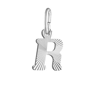 PENDENTIF ARGENT RHODIÉ INITIALE  R STRIEE